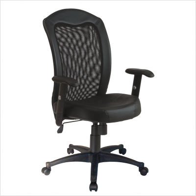 Screen Back Chair with Black Vinyl Trim and Leather Seat
