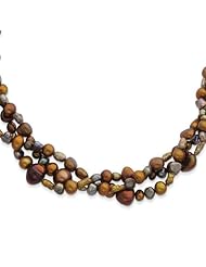 Sterling Silver 17in Champagne Freshwater Cultured Pearl w/ 2in ext. Necklace.