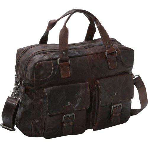 Jack Georges Spikes & Sparrow Collection Double Gusset Top Zip Briefcase (Brown)