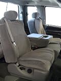 Exact Seat Covers, F83 V7, 2001-2007 Ford F250-F550 Front 40/20/40 Split Seats with Integrated Seat Belts Custom Exact Fit Seat Covers, Gray Velour