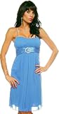 Light Blue Pleated Spaghetti Strap Evening Prom Party Dress