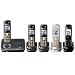 Panasonic KX TG6440PK - Cordless phone w/ call waiting caller ID & answering system - DECT 6.0 - black metallic + 4 additional handset(s)