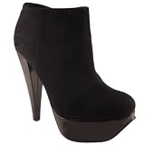 Womens Extra High Platform Black Suede Ankle Boots