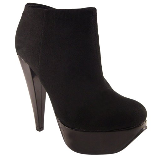 Womens Extra High Platform Black Suede Ankle Boots