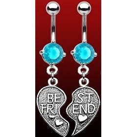 Best Friends Charm Navel Jewelry (Pair Sky Blue)