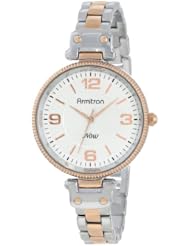 Armitron Womens 75/4094SVTR Silver-Tone and Rose Gold-Tone Bracelet Watch