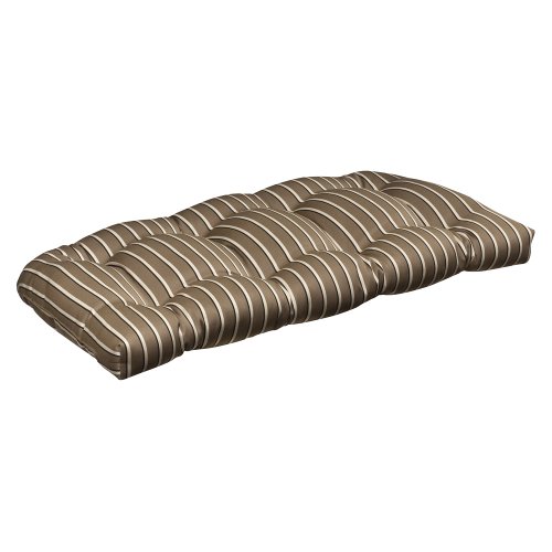 Pillow Perfect Outdoor Brown/Beige Striped Sunbrella Wicker Loveseat Cushion
