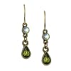 Burnished Brass Tone Olive Tear Drop Earrings