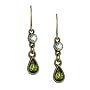 Burnished Brass Tone Olive Tear Drop Earrings