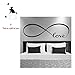 Wall Stickers Bedroom Decor Infinity Symbol Word Love Vinyl Art Decal (7'' X 22'', Black)
