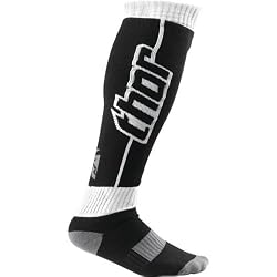 Thor MX MX Long Adult Dirt Bike Motorcycle Socks w/ Free B&F Heart Sticker Bundle - Black