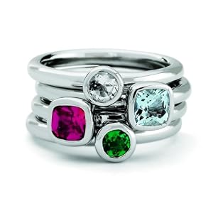 Size 8 -Gemstone Chic Set of Four Stackable Rings Gift Pack