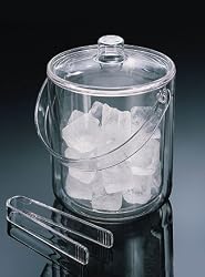 US Acrylic Round Double Layer Insulated Ice Bucket with Tongs