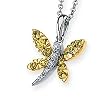 14K Two-Tone Gold Yellow Sapphire and Diamond Butterfly Necklace