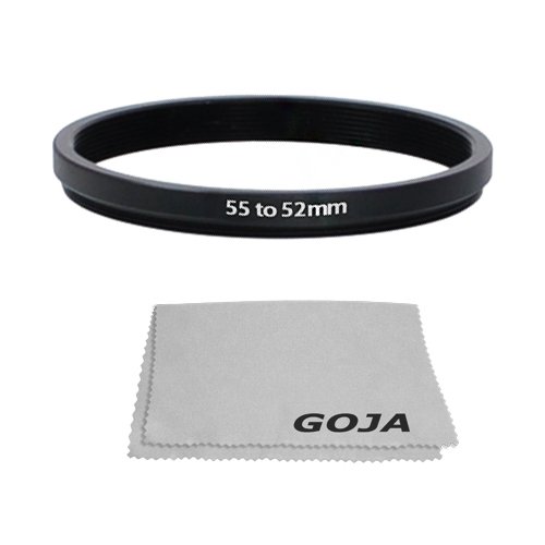Goja 55-52mm Step-Down Adapter Ring (55mm Lens to 52mm Accessory) + Bonus Ultra Fine Microfiber Lens Cleaning Cloth