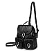 VASCHY Mini Backpack Purse for Women, Fashion Faux Leather Buckle FlapÂ Drawstring Backpack for College with Two Front Pockets Black