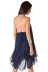 Crinkled Backless Polyester Midi Dress 