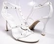 White Wedding Strappy Sandals w/ Rhinestones Bridal Shoes