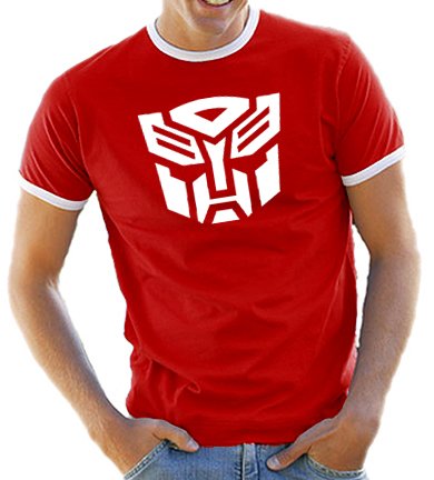 Touchlines Herren Kontrast / Ringer T-Shirt Transformers, red/white, XL, D1026