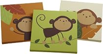 Carter's Monkey Bars 3 Piece Canvas Wall Art, Chocolate, 12 X 12