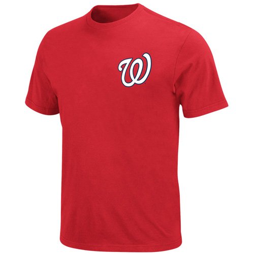 Majestic Washington Nationals Official Wordmark T-shirt - Red (Medium)