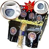 Jaclinart Bows Scrolls Shells Floral Vintage Antique - Blue ornate vintage architectural element on white background - Coffee Gift Baskets - Coffee Gift Basket