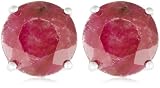 Sterling Silver 8mm Round Ruby Earrings