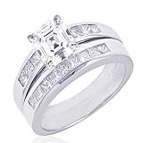 1.5 Ct Asscher Cut Diamond Engagement Wedding Rings Set