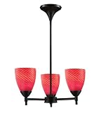 Celina 3-Light Chandelier In Dark Rust And Scarlet Red Glass