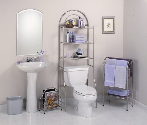 Zenith Products BBN25 Bath-In-A-Box Three-Piece Bathroom Shelving Combo Kit, Pearl Nickel