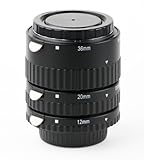 Automatik Zwischenringe 12/20/36mm für Makrofotographie passend für Nikon F/AF/AI Bajonett, wie z. Bsp. Nikon D700, D300s, D90, D5000, D3000, D3s, D3x, D3, D2X, D2H, D2Hs , D200, D300, D40x, D40, D50, D60, D80, D70, D70s ; beidseitige Kontakte aus METALL !