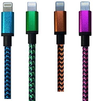4 PCS 3.3 Feet 8 Pin Date Cable And Charging Cord for iPhone 6, 6 Plus, 5S, 5, 5C(blue,green,orange,rose)