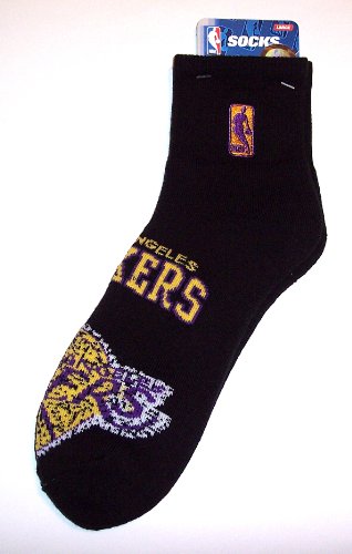 Los Angeles Lakers Fade Away Basketball Quarter Socks Mens Large 8-13