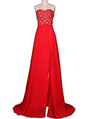 Chiffon Slit Sequined Beaded Evening Dress/Prom Dress 