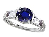 Search : 2.60 cttw 925 Sterling Silver 14K White Gold Plated Lab Created Sapphire Engagement Ring - Gold Plated Silver