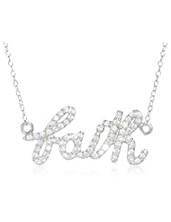 Sterling Silver Cubic-Zirconia Script Pendant Necklace, 18"