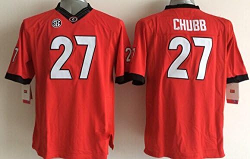 Men's Georgia Bulldogs Football Shirt NO.27 Chubb Adult's Jersey NCAA Red Men's Georgia Bulldogs Football Jersey