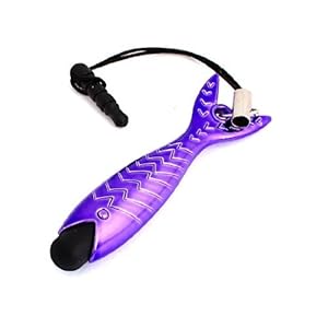 Purple Plastic Phone 3.5mm Anti Dust Plug w Fish Design Pendant Stylus Touch Screen Pen