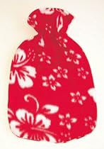 Orchid Fleece Covered Hot Water Bottle-RED-Made in Germany