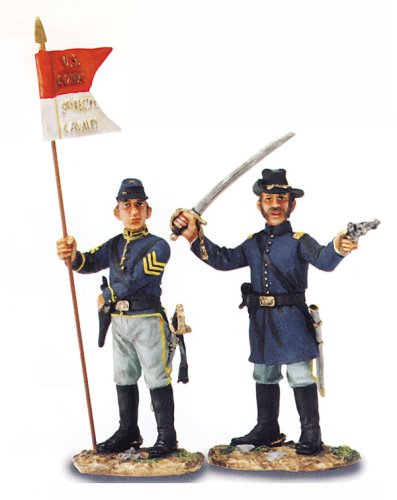 Childrens Toyshop  Toys : American Civil War - Company Officer and Guidon Bearer, Union Cavalry (17566)