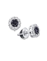 14K White Gold 1.0CT Black Diamond Flower Earring