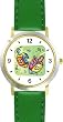 Hanukkah Dreidels Judaica Jewish Theme - WATCHBUDDY&reg; DELUXE TWO-TONE THEME WATCH - Arabic Numbers - Green Leather Strap-Size-Large ( Men's Size or Jumbo Women's Size )