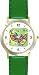 Hanukkah Dreidels Judaica Jewish Theme - WATCHBUDDY&reg; DELUXE TWO-TONE THEME WATCH - Arabic Numbers - Green Leather Strap-Size-Large ( Men's Size or Jumbo Women's Size )
