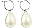 Genuine White South Sea Shell Majorca Pearl Earring Drops with 15mm Hoops