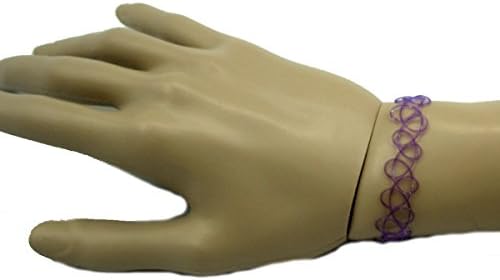 AmazingOS® Set of 5 Vintage 80s 90s Stretch Purple Tattoo Bracelet Magic Henna Gothic Boho Hippy