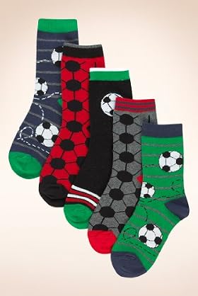 5 Pairs of Older Boys' Freshfeet Assorted Football Socks