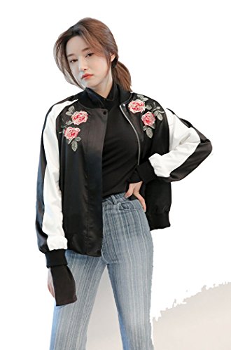 (イェングレン)Yingren ワッペン装飾ゆったりジップアップMA-１ブルゾン　スタジャン　MA―１　アウター　ジャンパー　ジップアップ　ライク　マニッシュ　カジュアル　ゆったり　レディース