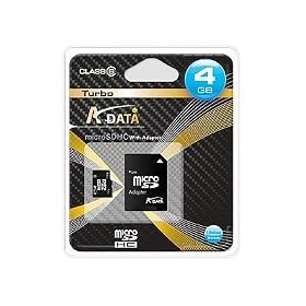 A-DATA 4GB MicroSDHC Class 6 with SD Card Adapter - Retail Package