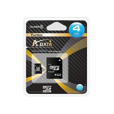 Electronics: A DATA 4GB MicroSDHC Class 6 with SD Card Adapter Retail Package