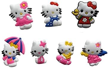 Abseco 7 Pcs Hello kitty Shoe Charms for Croc Shoes &amp; Wristband Bracelet
